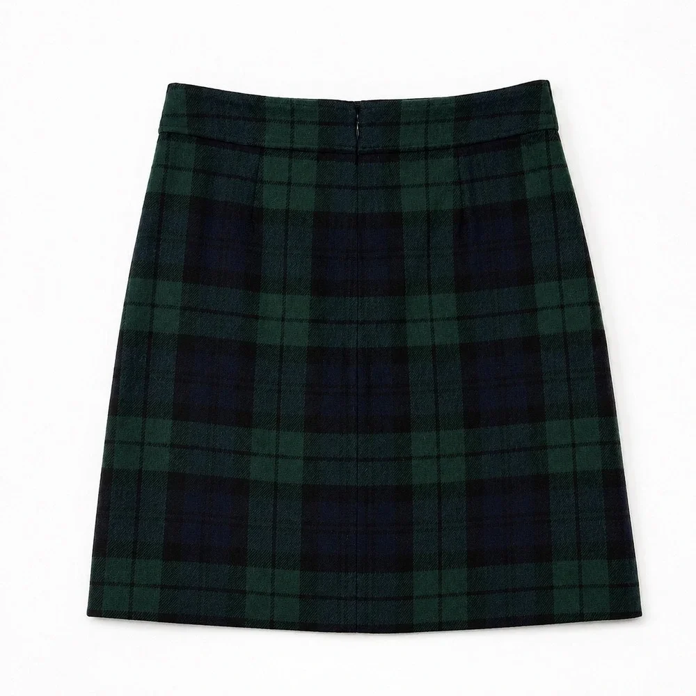 J.Crew Black Watch Plaid‎ Mini Skirt Size 8 Wool Blend Classic Preppy Academia